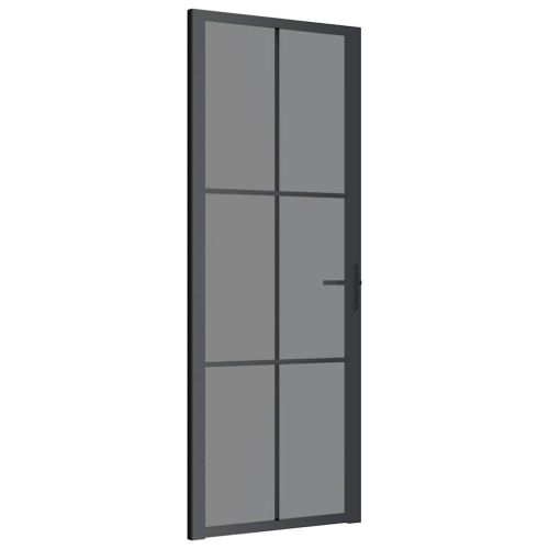 Интериорна врата 76x201,5 см черна ESG стъкло и алуминий