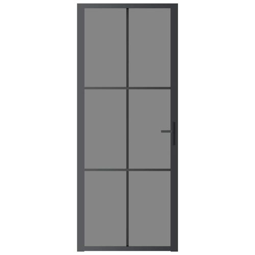 Интериорна врата 83x201,5 см черна ESG стъкло и алуминий