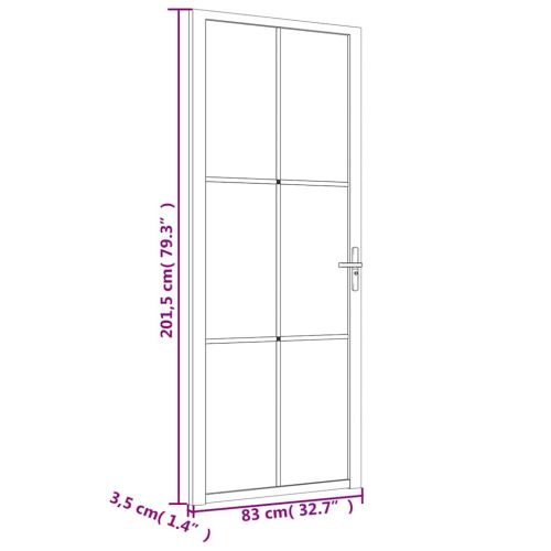 Интериорна врата 83x201,5 см черна ESG стъкло и алуминий