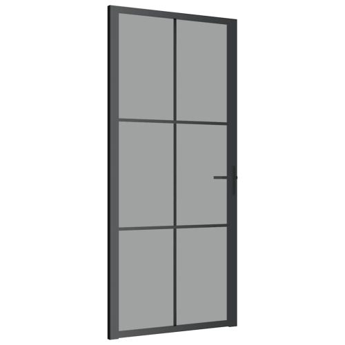 Интериорна врата 93x201,5 см черна ESG стъкло и алуминий