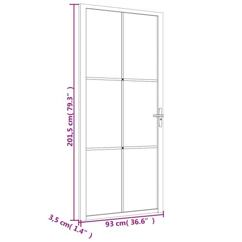 Интериорна врата 93x201,5 см черна ESG стъкло и алуминий