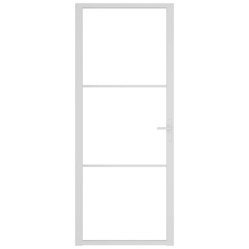 Интериорна врата 83x201,5 см бяла ESG стъкло и алуминий