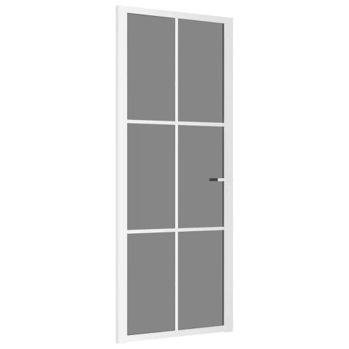 Интериорна врата 83x201,5 см бяла ESG стъкло и алуминий