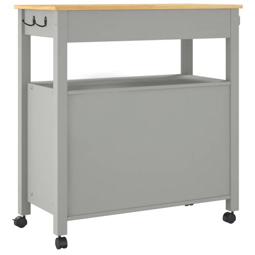 Кухненска количка "MONZA" 84x40x88,5 см сива борово дърво масив