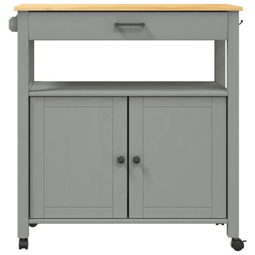 Кухненска количка "MONZA" 84x40x88,5 см сива борово дърво масив