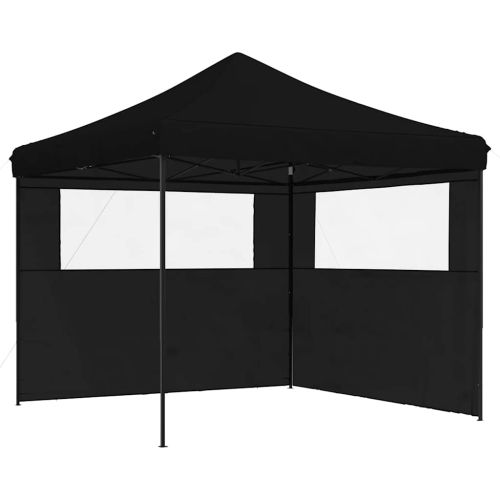 Сгъваема парти шатра pop-up с 2 странични стени черна