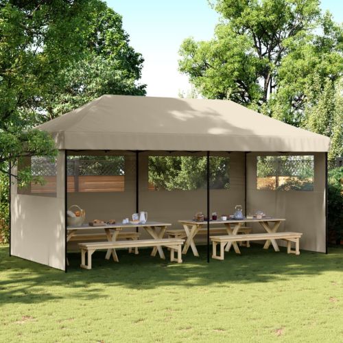 Сгъваема парти шатра pop-up с 3 странични стени таупе