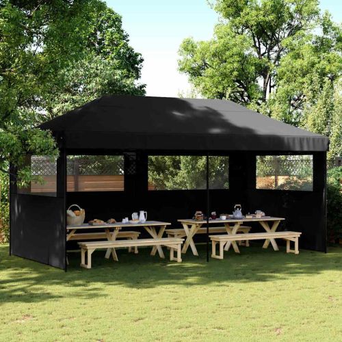 Сгъваема парти шатра pop-up с 3 странични стени черна
