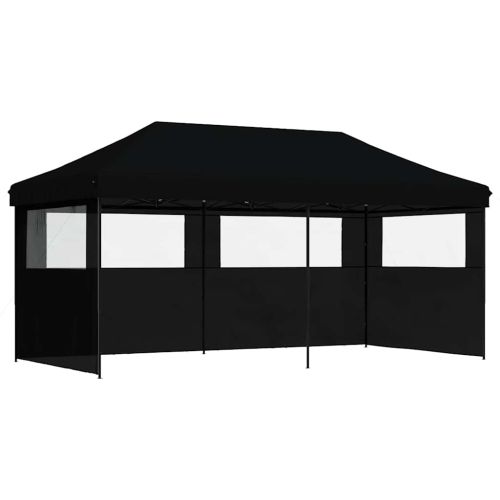 Сгъваема парти шатра pop-up с 3 странични стени черна