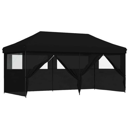 Сгъваема парти шатра pop-up с 4 странични стени черна