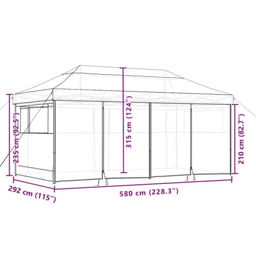 Сгъваема парти шатра pop-up с 4 странични стени черна