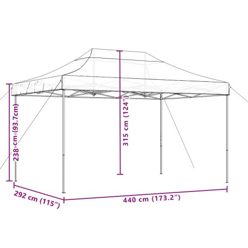 Сгъваема парти шатра, pop-up, черна, 440x292x315 см