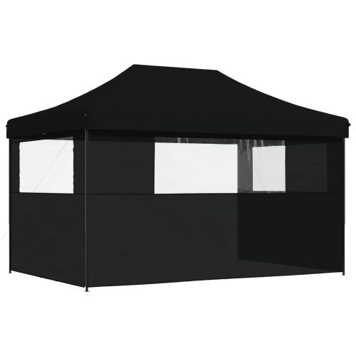 Сгъваема парти шатра pop-up с 3 странични стени черна