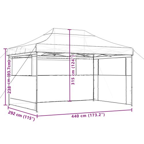 Сгъваема парти шатра pop-up с 3 странични стени черна