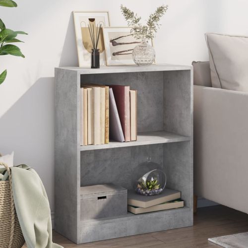 Етажерка за книги, бетонно сива, 60x24x76 см, инженерно дърво