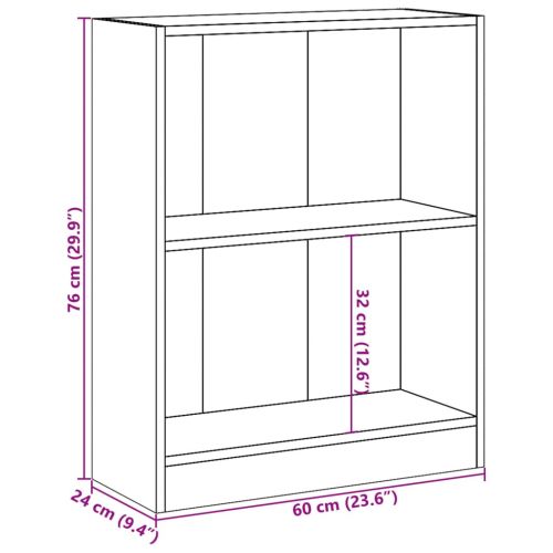 Етажерка за книги, бетонно сива, 60x24x76 см, инженерно дърво