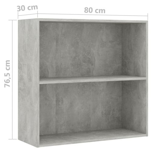 2-етажна библиотека, бетонно сива, 80x30x76,5см инженерно дърво