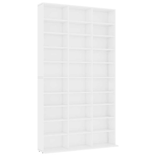 Етажерка за компактдискове бяла 102x23x177,5 см инженерно дърво