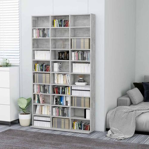 Етажерка за компактдискове сива 102x16x177,5 см инженерно дърво
