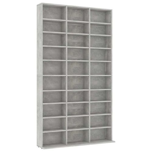 Етажерка за компактдискове сива 102x16x177,5 см инженерно дърво