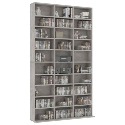 Етажерка за компактдискове сива 102x23x177,5 см инженерно дърво