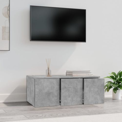 ТВ шкаф, бетонно сиво, 80x34x30 см, инженерно дърво