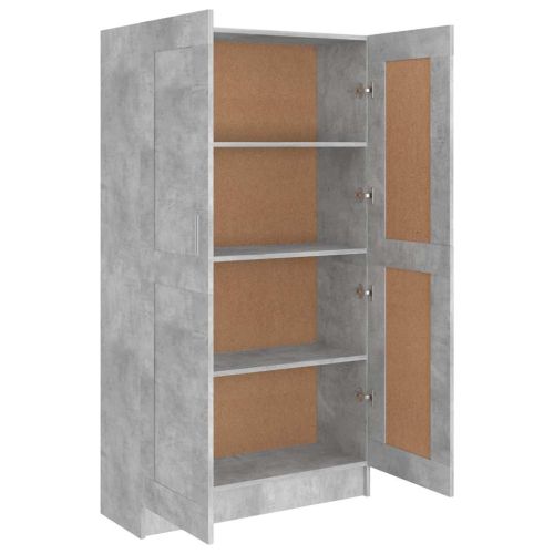 Шкаф за книги, бетонно сив, 82,5x30,5x150 см, инженерно дърво