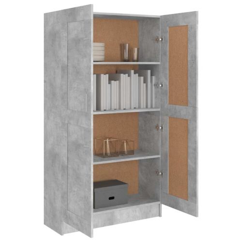 Шкаф за книги, бетонно сив, 82,5x30,5x150 см, инженерно дърво