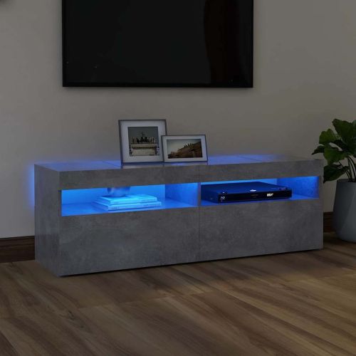 ТВ шкаф с LED осветление, бетонно сив, 120x35x40 см