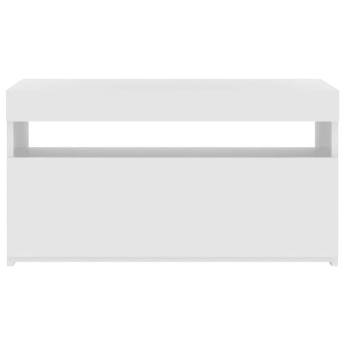 ТВ шкаф с LED осветление, бял гланц, 75x35x40 см