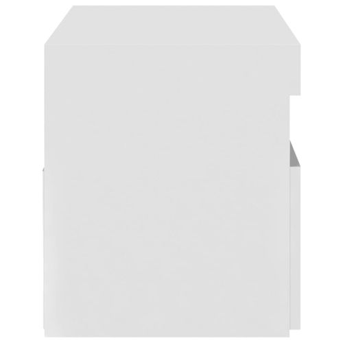 ТВ шкаф с LED осветление, бял гланц, 75x35x40 см