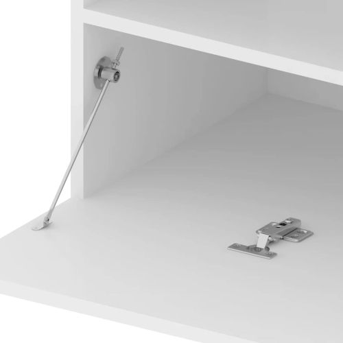 ТВ шкаф с LED осветление, бял гланц, 75x35x40 см