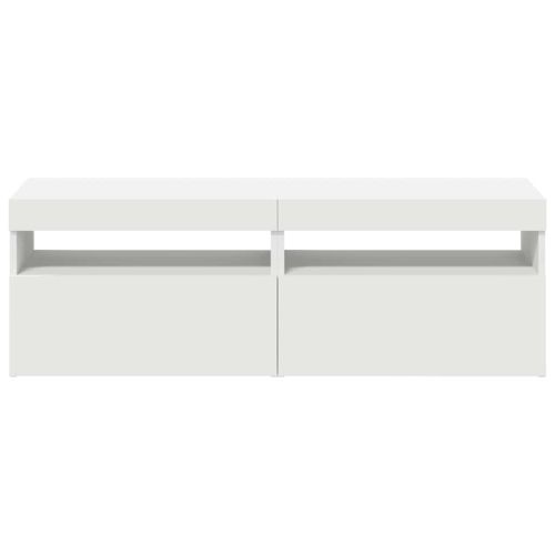ТВ шкафове с LED осветление 2 бр бели 60x35x40 см