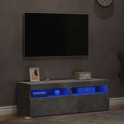 ТВ шкафове с LED осветление 2 бр бетонно сиви 60x35x40 см