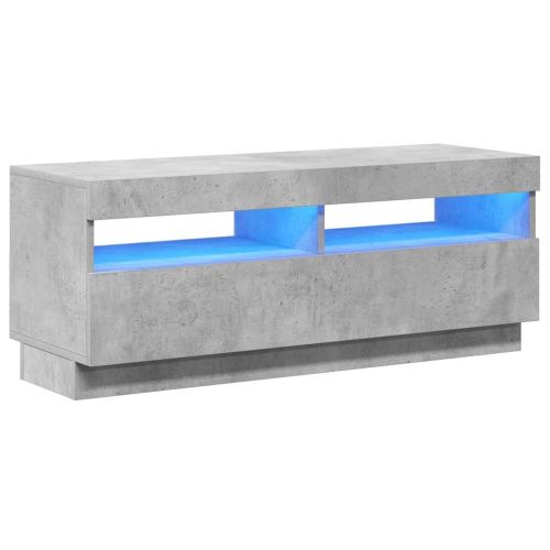 ТВ шкаф с LED осветление, бетонно сив, 100x35x40 см