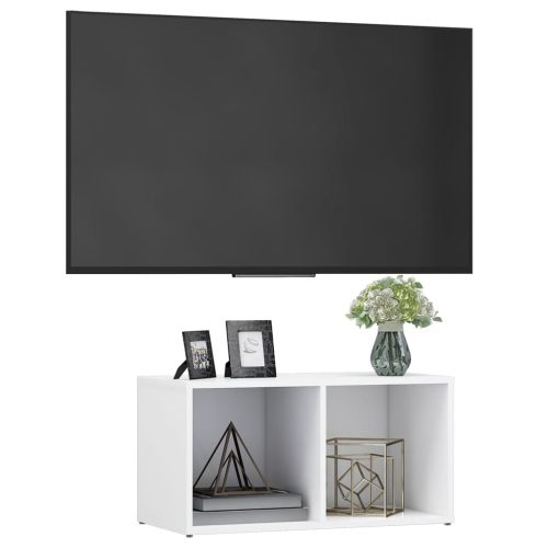 ТВ шкаф, бял, 72x35x36,5 см, инженерно дърво