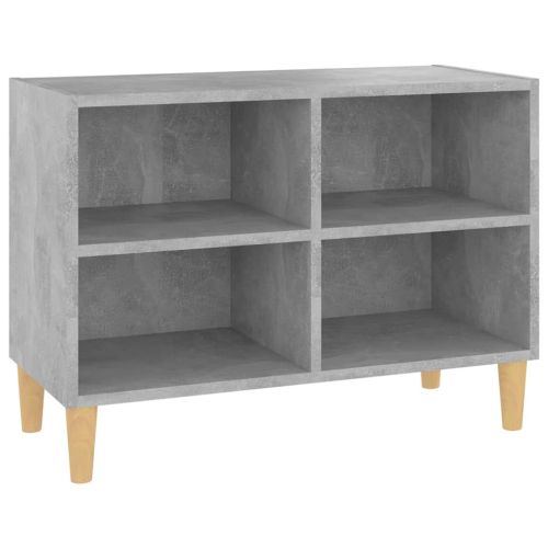 ТВ шкаф с крака от дърво масив, бетонно сив, 69,5x30x50 см