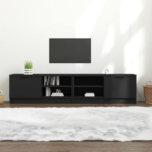 ТВ шкафове 2 бр черни 80x35x36,5 см инженерно дърво