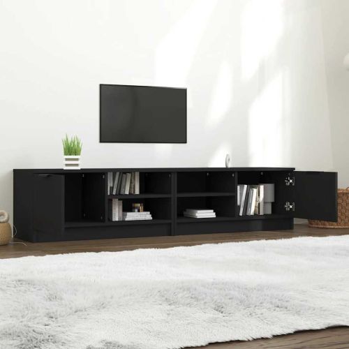 ТВ шкафове 2 бр черни 80x35x36,5 см инженерно дърво