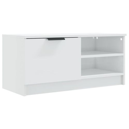 ТВ шкаф бял гланц 80x35x36,5 см инженерно дърво