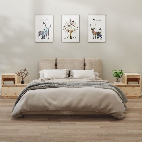 Нощни шкафчета, 2 бр, 60x34x51 см, борово дърво масив