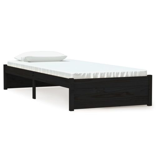 Рамка за легло черна масивно дърво 75x190 см Small Single