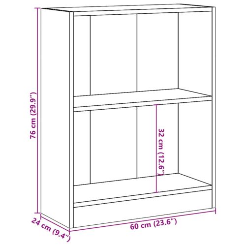 Етажерка за книги, опушен дъб, 60x24x76 см, инженерно дърво