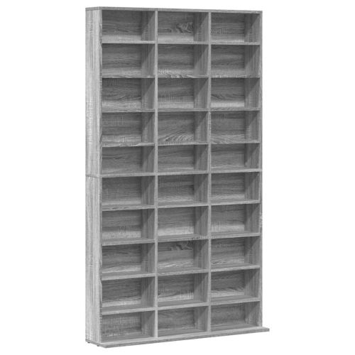 Етажерка за дискове сив сонома 102x23x177,5 см инженерно дърво