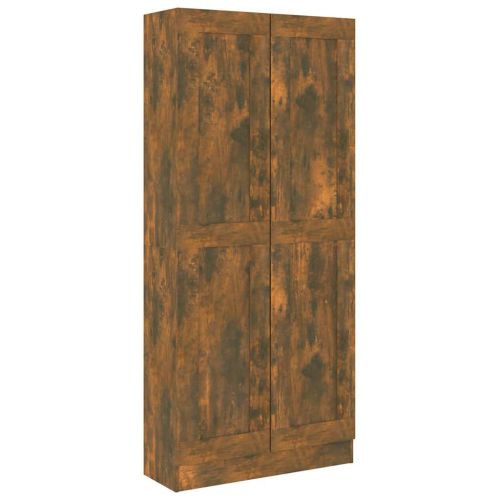 Шкаф за книги, опушен дъб, 82,5x30,5x185,5 см, инженерно дърво