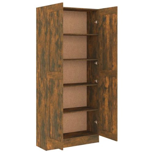 Шкаф за книги, опушен дъб, 82,5x30,5x185,5 см, инженерно дърво