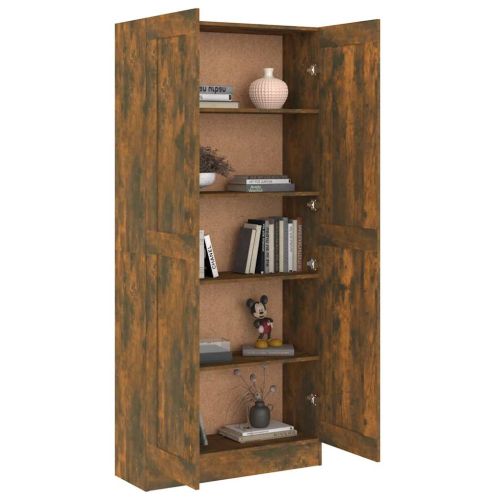 Шкаф за книги, опушен дъб, 82,5x30,5x185,5 см, инженерно дърво