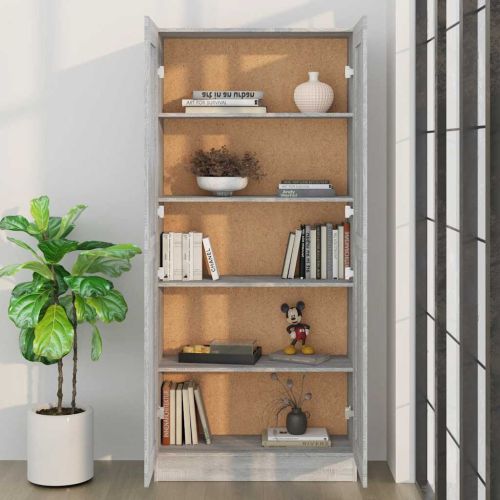 Шкаф за книги, сив сонома, 82,5x30,5x185,5 см, инженерно дърво