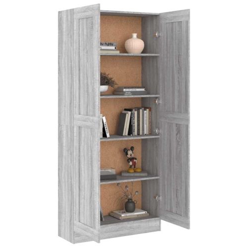 Шкаф за книги, сив сонома, 82,5x30,5x185,5 см, инженерно дърво