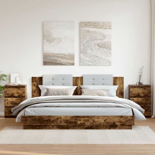 Нощни шкафчета 2 бр опушен дъб 40x35x62,5 см инженерно дърво